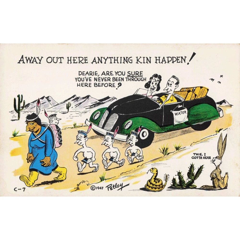 Vintage 1947 Petley Laff Card Linen Postcard Western Desert Humor C-7 Bob Petley
